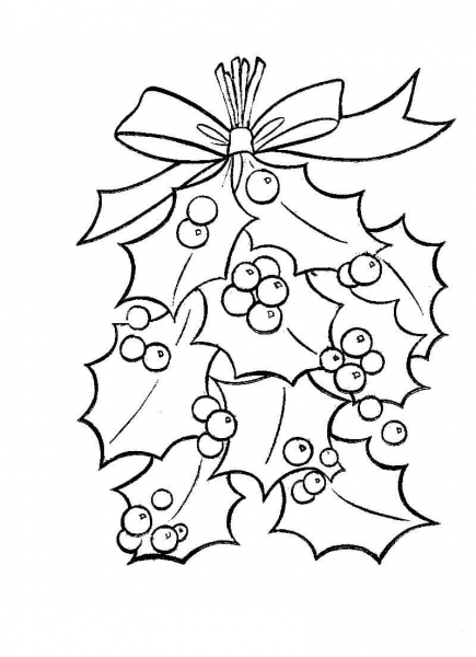 Holly Leaves With Bright Red Berries  coloring page image