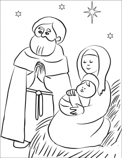 Holy Family  coloring page image