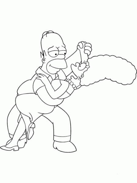 Homer And Marge Are Dancing  coloring page image