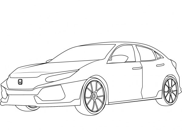 Honda Civic Type R coloring page image