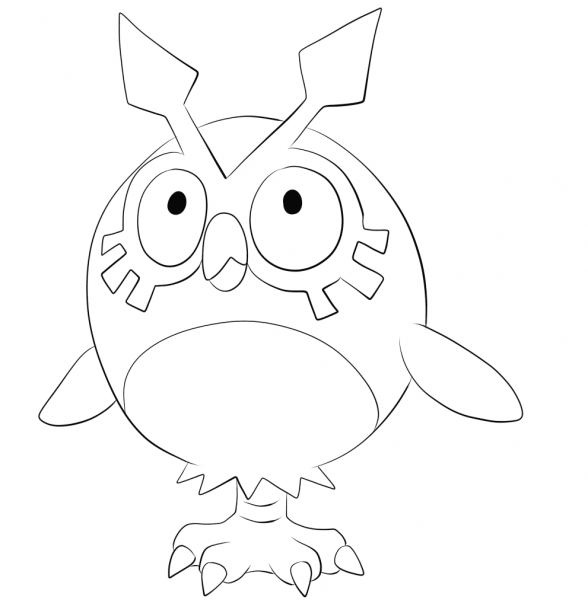 Hoothoot coloring page image