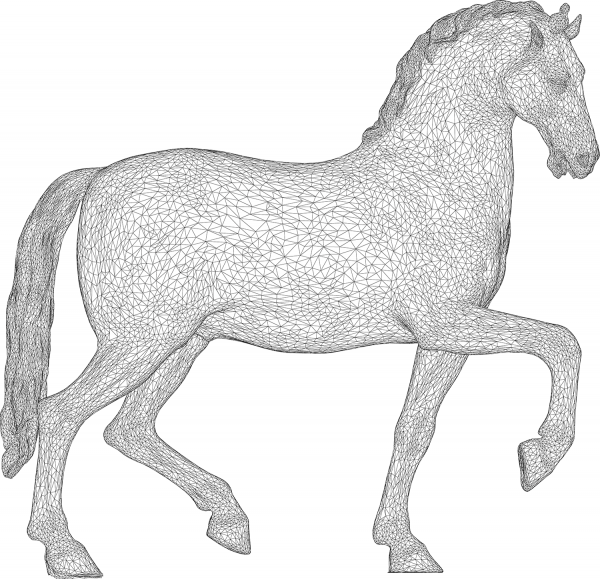 Horse 3D Wireframe coloring page image