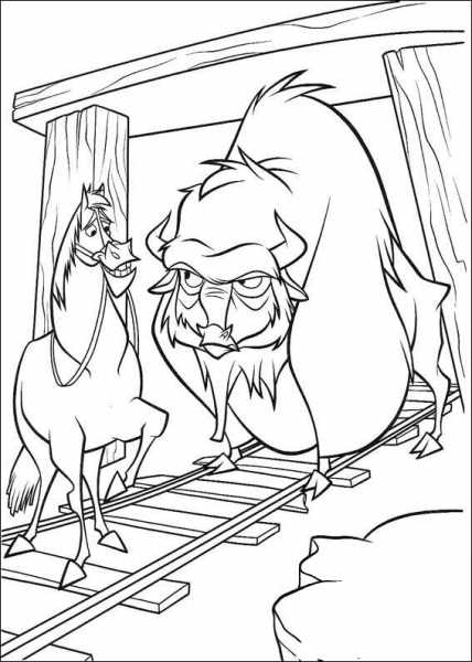 Horse And Buffalo  coloring page image