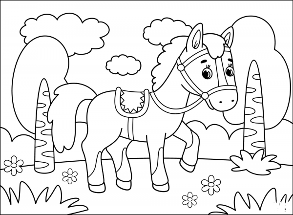 Horse coloring page image
