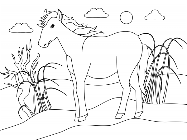 Horse coloring page image
