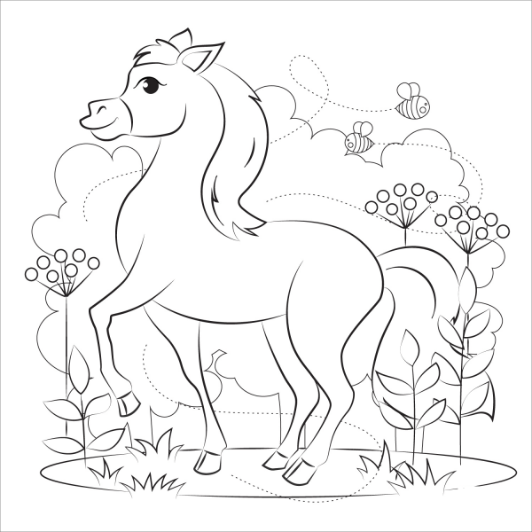 Horse coloring page image
