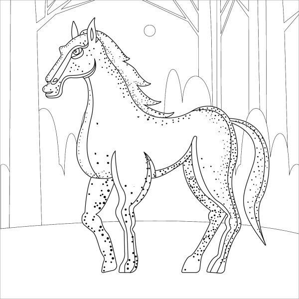 Horse coloring page image