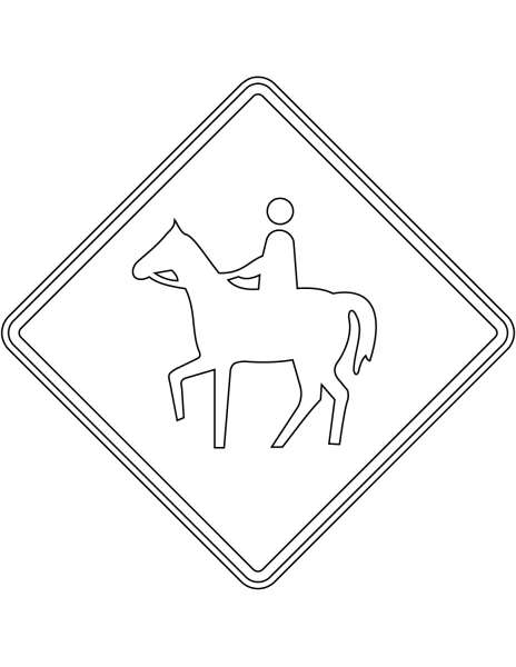 “Horse Crossing” Sign in Ontario coloring page image