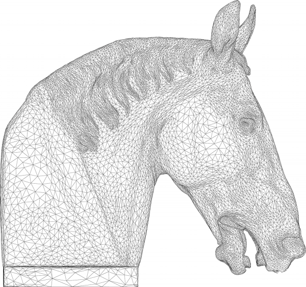 Horse Head 3D Wireframe coloring page image