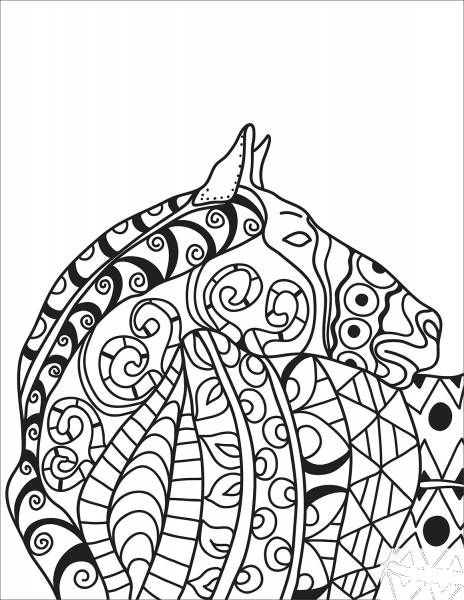 Horse Head Zentangle coloring page image