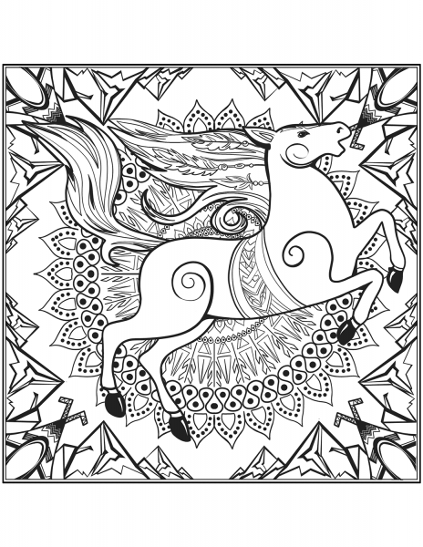 Horse Mandala coloring page image