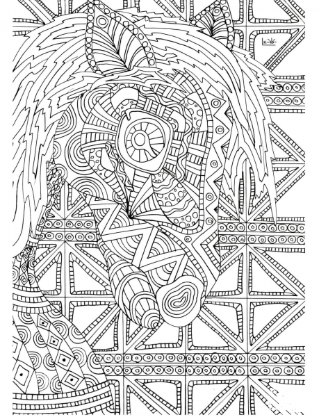 Horse with Tribal Pattern coloring page image