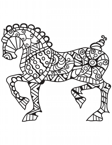 Horse Zentangle coloring page image