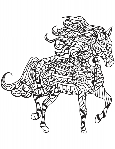 Horse Zentangle coloring page image