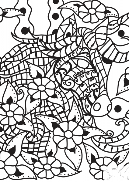 Horse Zentangle coloring page image