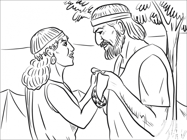 Hosea and Gomer coloring page image