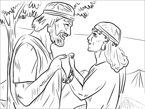 Hosea and Gomer Reunited coloring page image