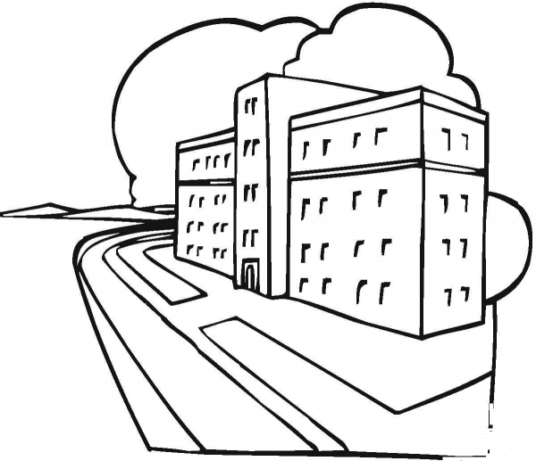 Hospital coloring page image