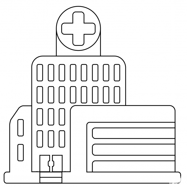Hospital coloring page image