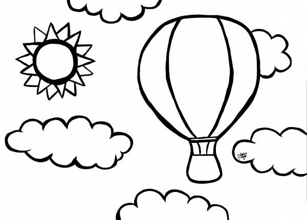 Hot Air Balloon coloring page image