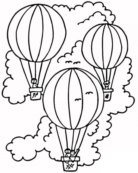 Hot Air Balloons  coloring page image