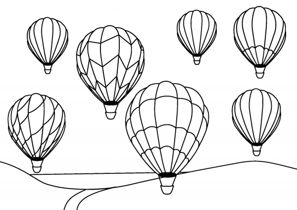 Hot Air Balloons coloring page image