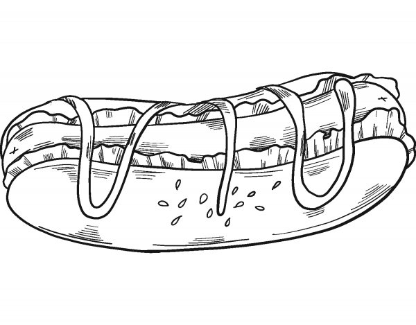 Hot Dog coloring page image