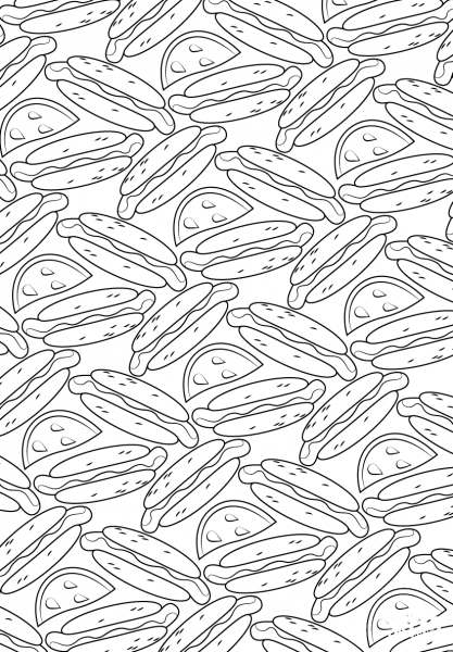 Hot Dog Pattern coloring page image