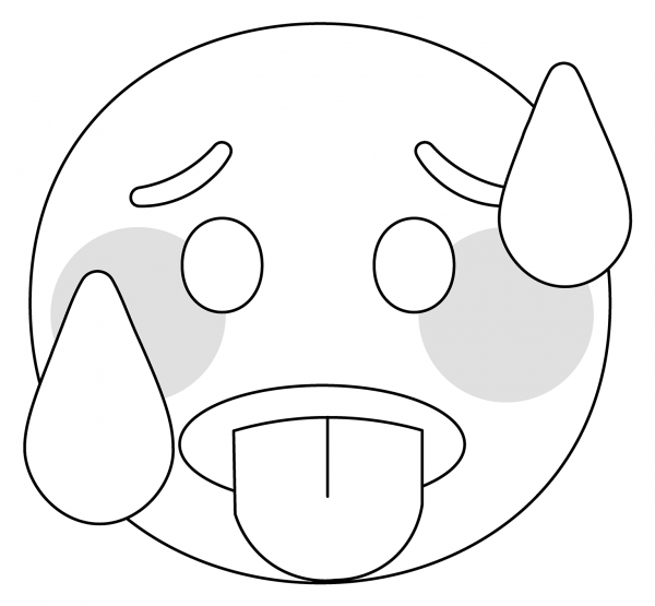 Hot Face Emoji coloring page image