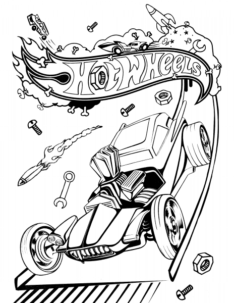 Hot Wheels coloring page image