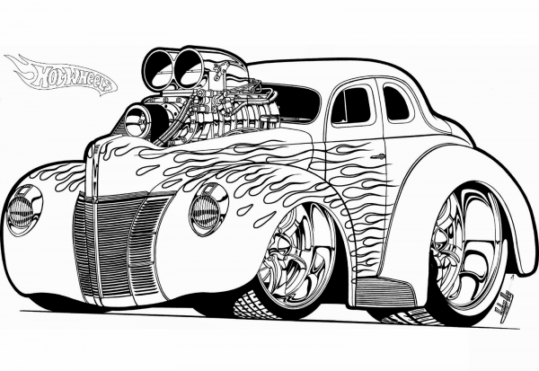 Hot Wheels Hot Rod coloring page image