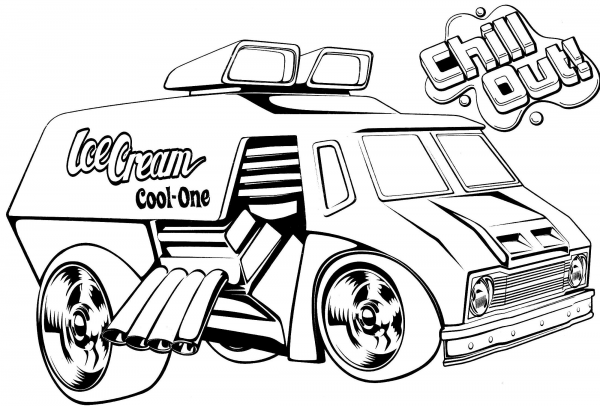 Hot Wheels Ice Cream Truck coloring page image