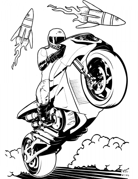 Hot Wheels Motorcycle coloring page image