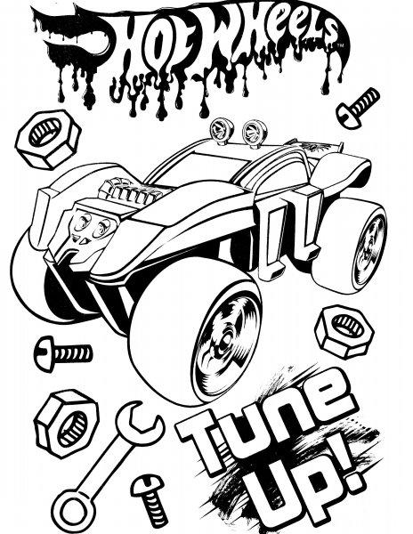 Hot Wheels Tune up coloring page image