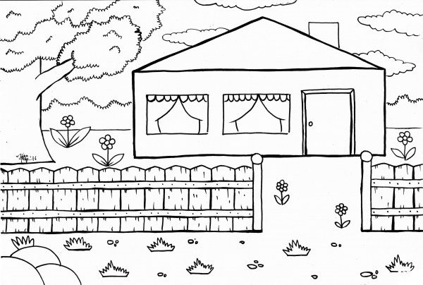 House coloring page image
