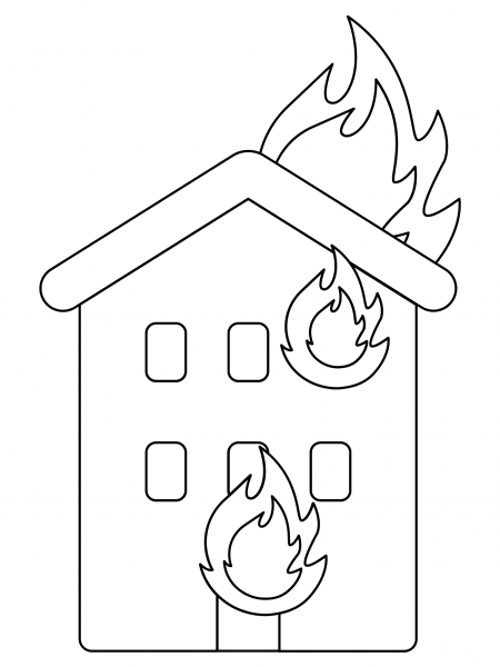 House on Fire coloring page image
