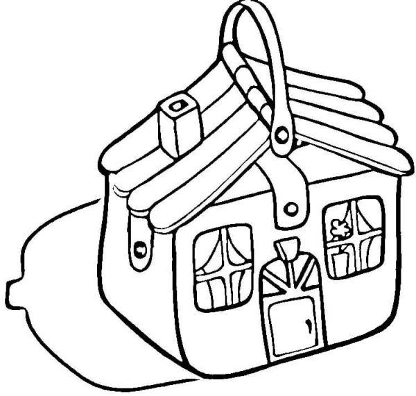 House Suitcase  coloring page image