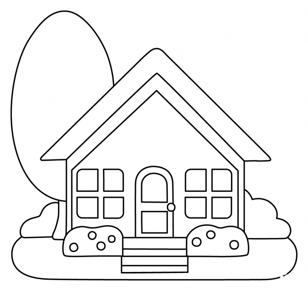 House with Garden Emoji coloring page image