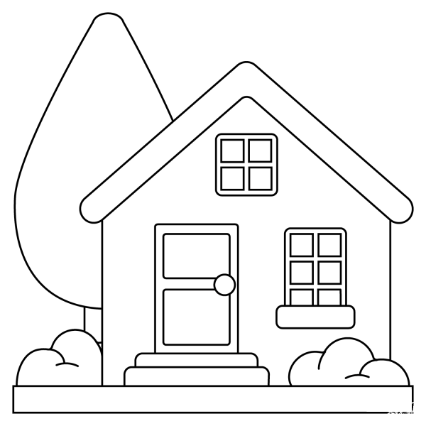 House with Garden Emoji coloring page image