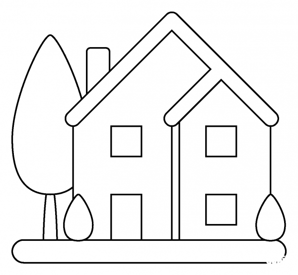 House with Garden Emoji coloring page image