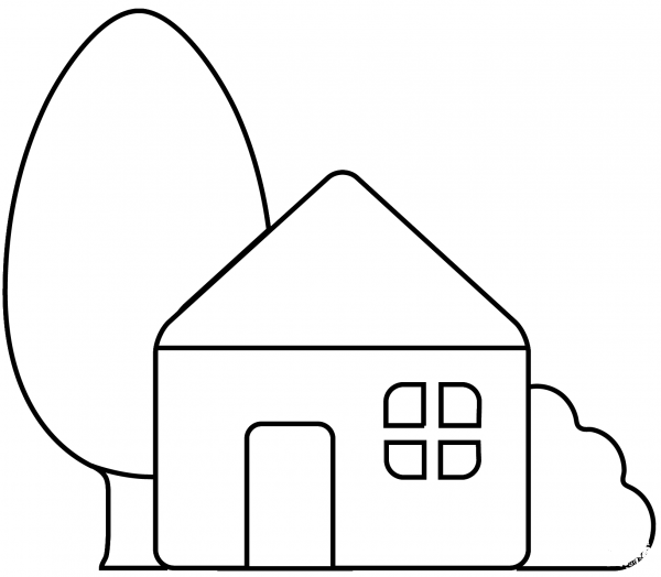 House with Garden Emoji coloring page image
