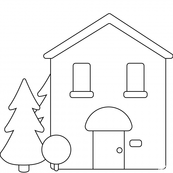 House with Garden Emoji coloring page image