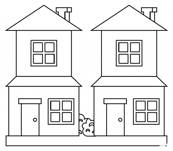 Houses coloring page image
