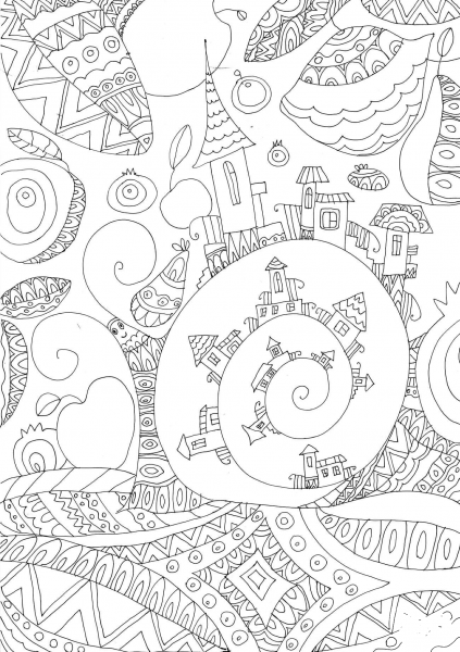 Housewifely Snail coloring page image