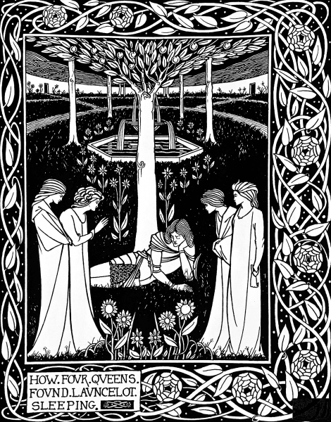 How Four Queens Found Launcelot Sleeping coloring page image