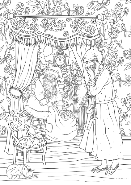 How I met Saint Nickolas in my house coloring page image