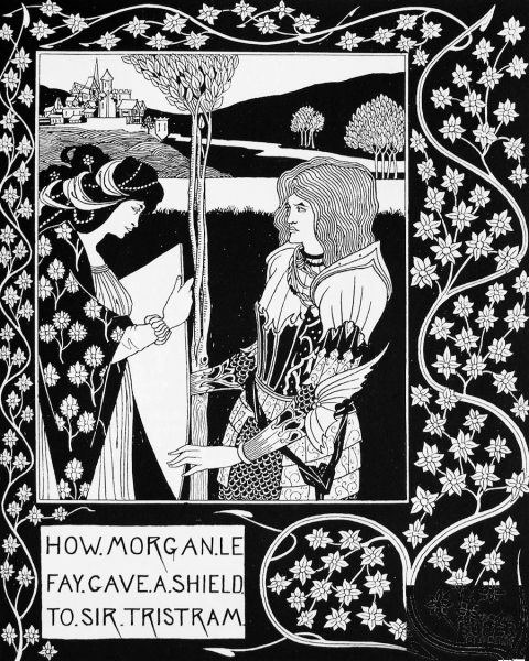 How Morgan Le Fay Cave a Shield to Sir Tristram coloring page image