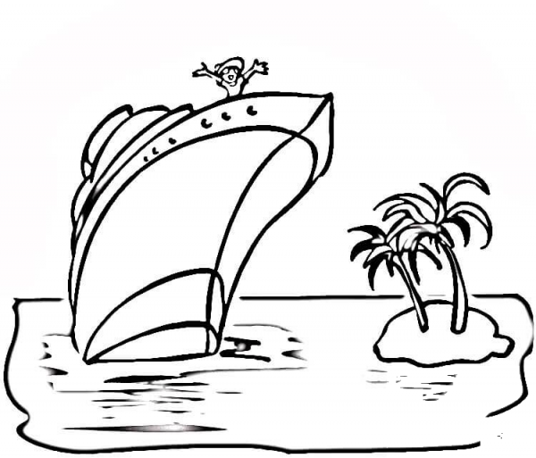 Huge Cruise Ship  coloring page image