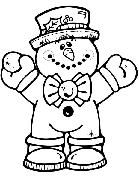 Hugging Snowman coloring page image