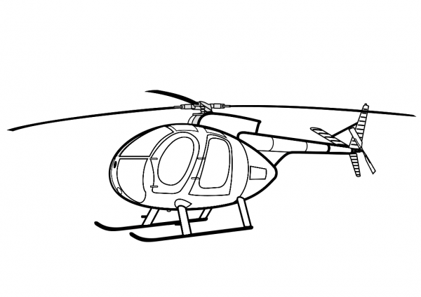 Hughes 500 Helicopter coloring page image